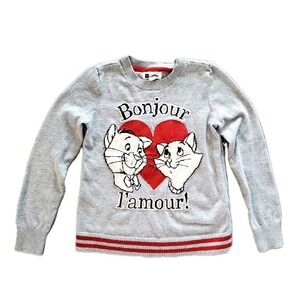 Disney Gap‎ Aristocats Bonjour l'amour Sweater Girls Size Large (10) Gray